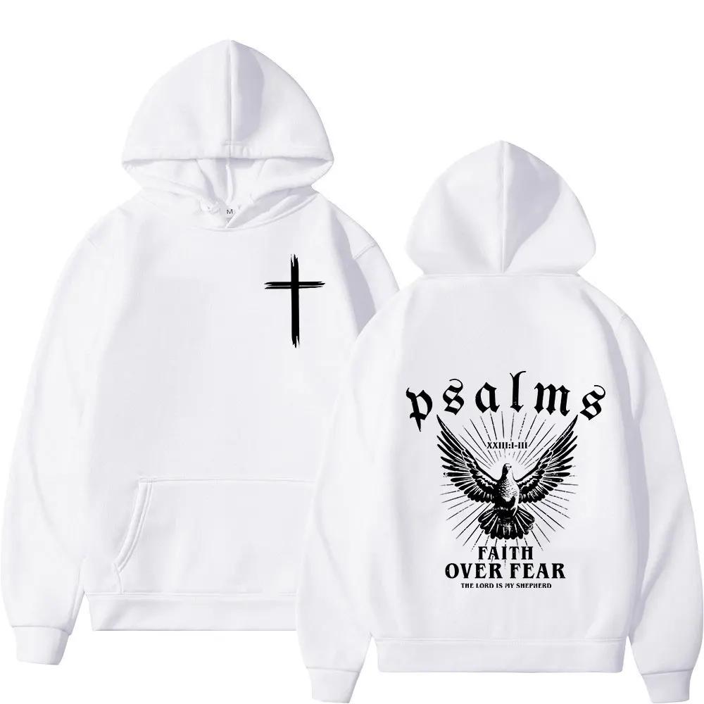 Christian Jesus Faith Over Fear Bible Verse Hoodies Men's Women High Quality Sweatshirts Fashion Vintage Pullovers Streetwear