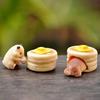 6PCS Multicolor Mini Eatting Dessert Hamster Figurines Resin Home Macaron Hamster Cake Topper Moss Terrarium
