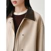 JIUZI Anna Barn Style PU Collar 100% Wool Double-Sided Coat