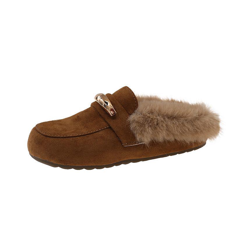 Birkenstock Women's Baotou Furry Slip-On Slippers - Autumn/Winter Style with Thick Sole and Height Increase