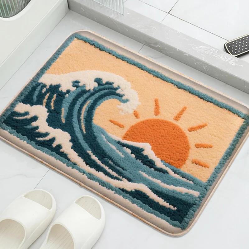 VIKAMA Adorable Cartoon Whale Pattern Bath Mat Soft and Comfortable Bathroom Mat Bathroom Decorative Mat Home Decoration