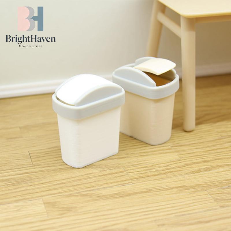 1Pcs Mini Flip Cover Trash Can Dustbin Miniature Toy Model Scene Doll House Accessories Simulation Mini Waste Bin B.H