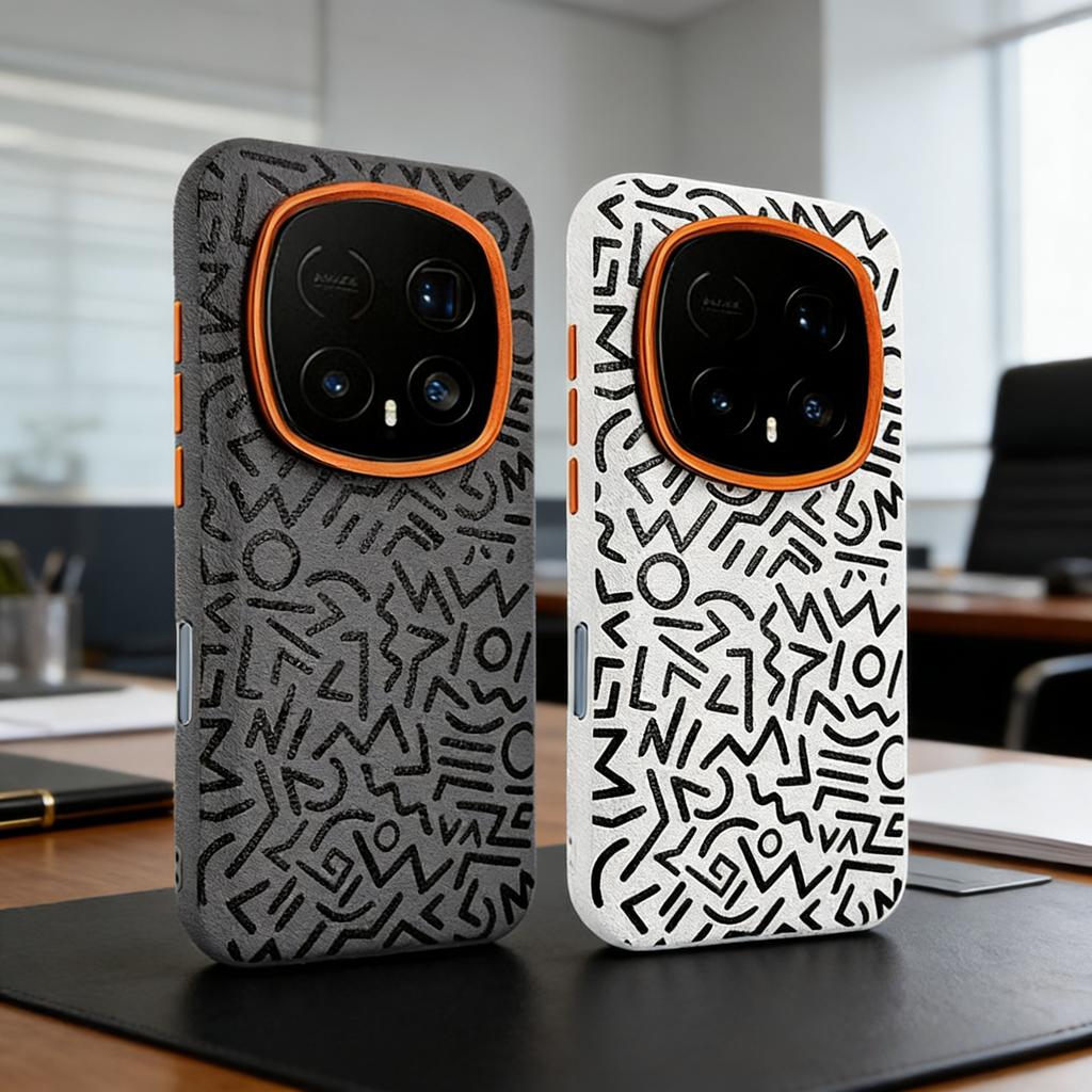 Plain Leather Painted Graffiti Phone Case for Honor Magic 8 RSR Huawei Magic8 Pro Air Magnetic Suction Shockproof Edge Cover