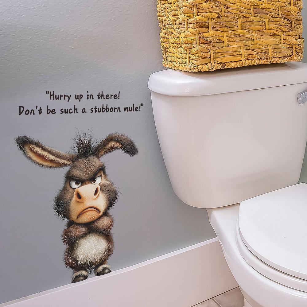 Angry Funny Donkey Toilet Seat Sticker Bathroom Decor Removable Waterproof Decal