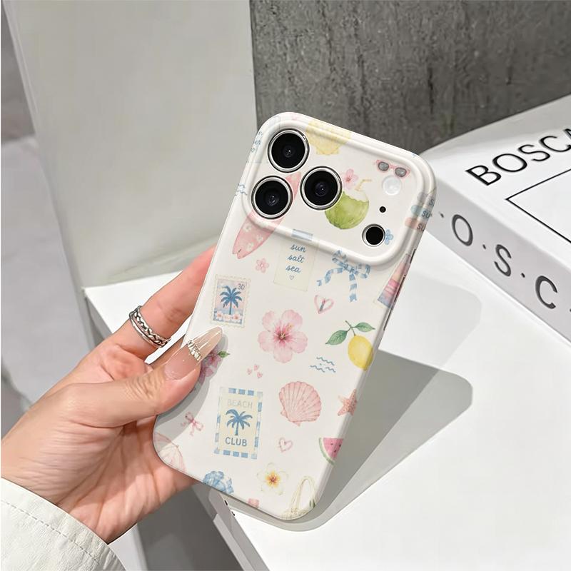 Coastal Beach Life Summer Club Pattern Art Graphic Film Aesthetic Protective Shockproof Bumper Phone Case Cover For iPhone 14 15 16 17 Pro Max Plus