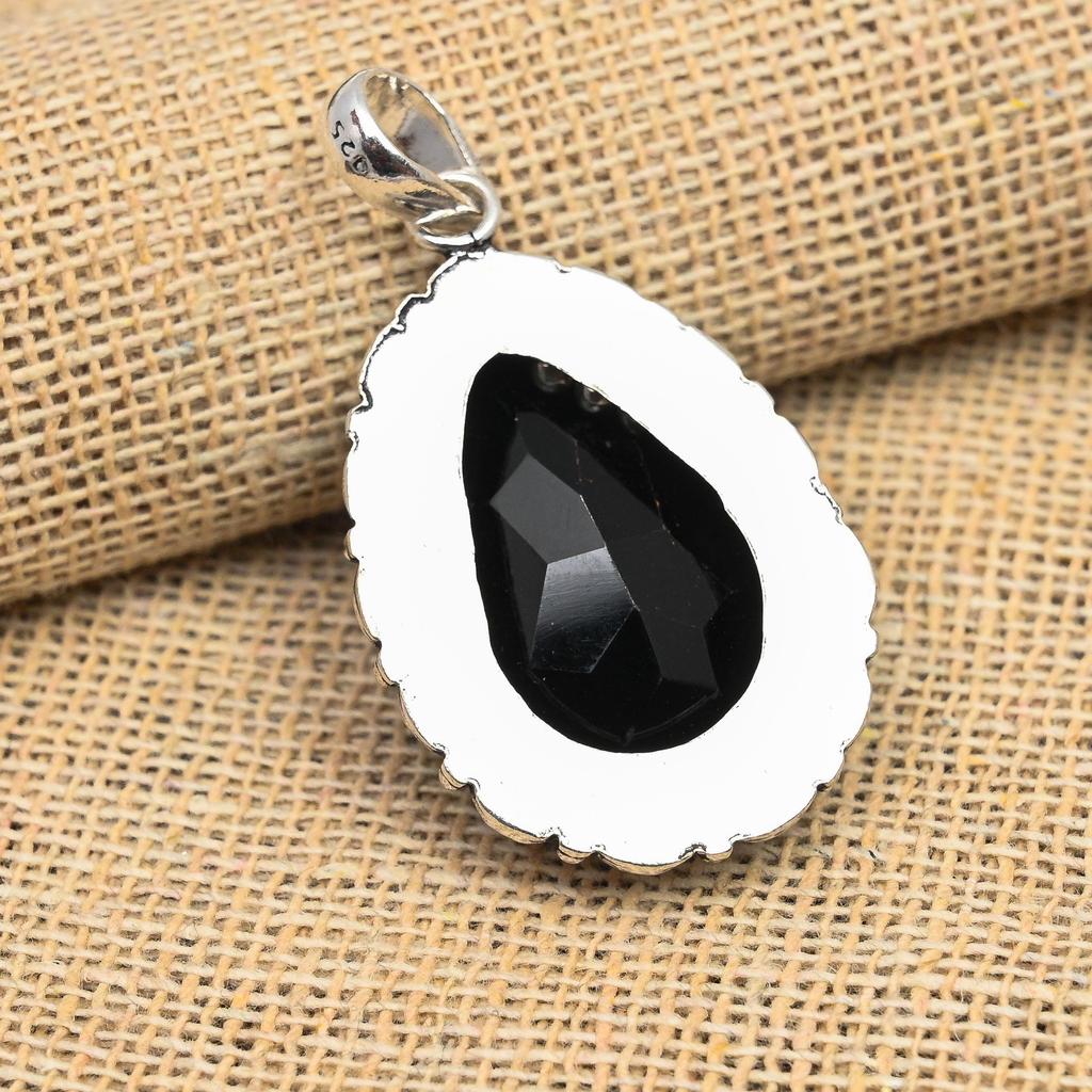 Black Spinel Gemstone Handmade 925 Sterling Silver Jewelry Lavish Pendant For Wedding Gift