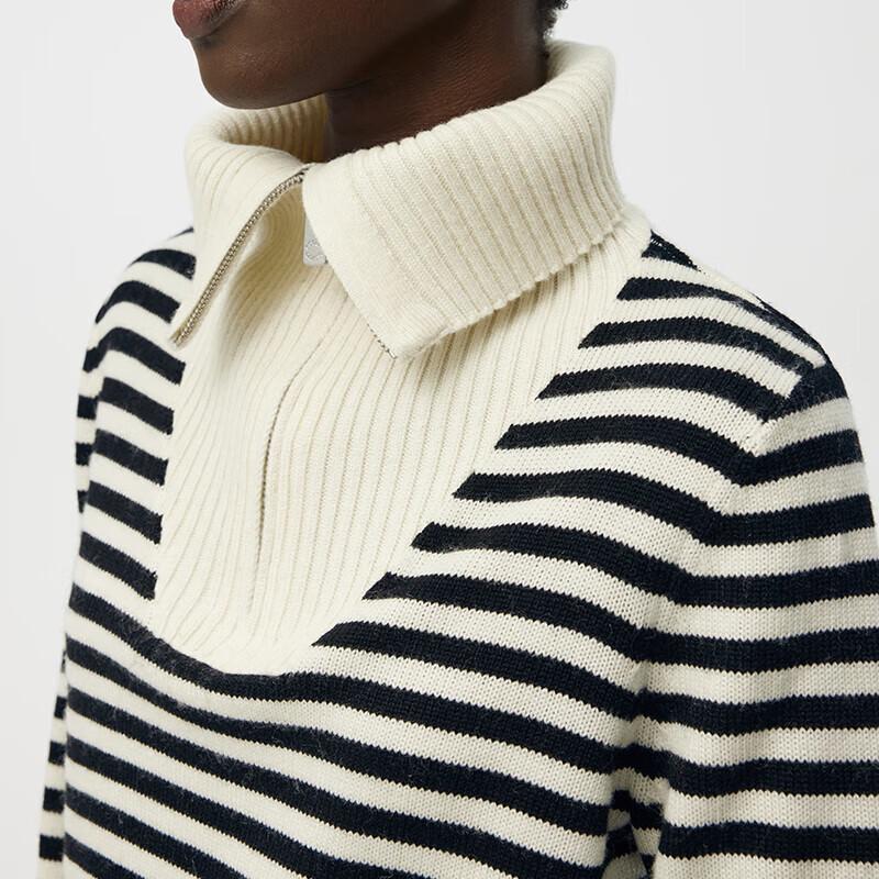 GOELIA Women's Striped Lapel Knit Sweater