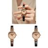 Gadi Vintage Small Round Female Quartz Wristwatch With Leather Strap For Office Wear