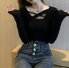 2024 Women's Black Slim Fit Long Sleeve Autumn Top