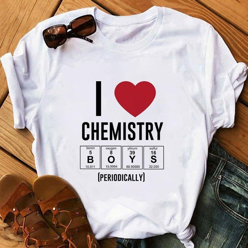 White Chemistry Themed Fun Graphic TShirt Science Enthusiasts Featuring Detailed Chemical Molecule Composition Design Top