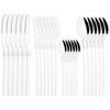 24pcs Black Gold Tableware Set Western Dinnerware Set Knife Forks Coffee Spoon Flatware Mirror Stainless Steel Kitchen Cutlery