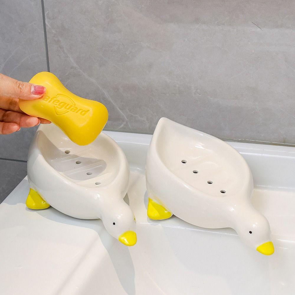 Yellow Duck Shape Soap Dishes Drainable Soap  Holders Drain Box Soap Box  Kitchen