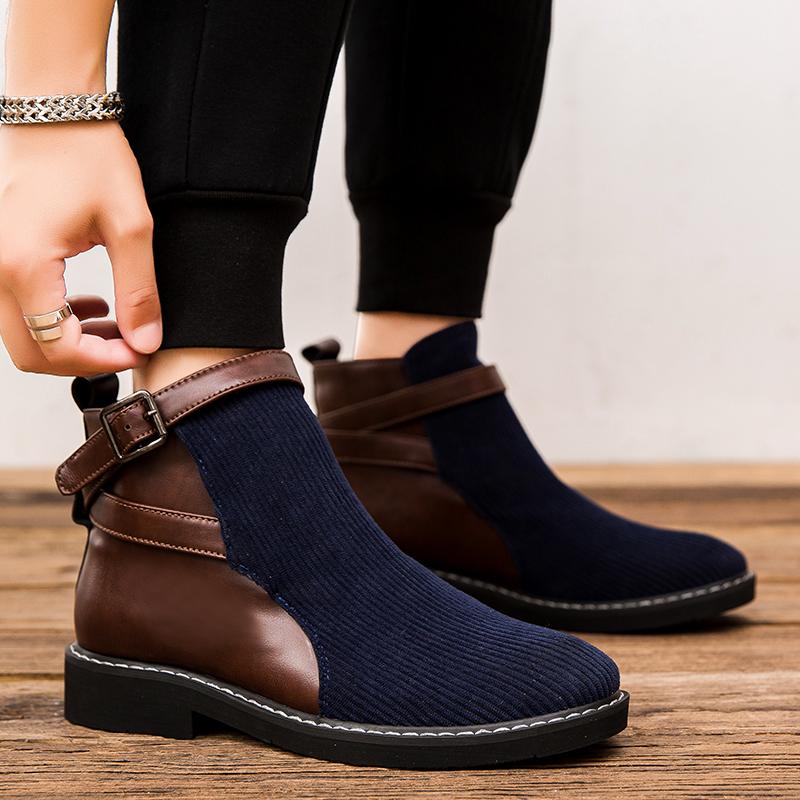 Man Outdoor Fashion Casual British Style Short Boot New High Top Boots Non Slip  Wear Resistant     Lightweight Men's Shoes