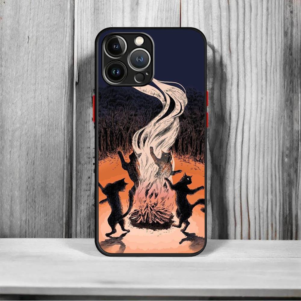 Dark Funny Monster Cat Matte Cover For iPhone 16 15 14 11 12 13 Mini Pro Max X XR XS MAX Phone Case shockproof