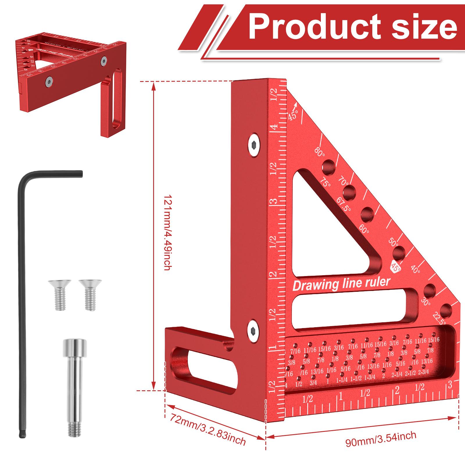 

3D Multi-Angle Measuring Ruler Alloy Miter Triangle Ruler T-Type Scriber Woodworking Square Protractor for Engineer Carpenter
