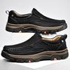 Men's Thick Sole Wear-Resistant Leather Hiking Loafers - Slip-On Casual Shoes