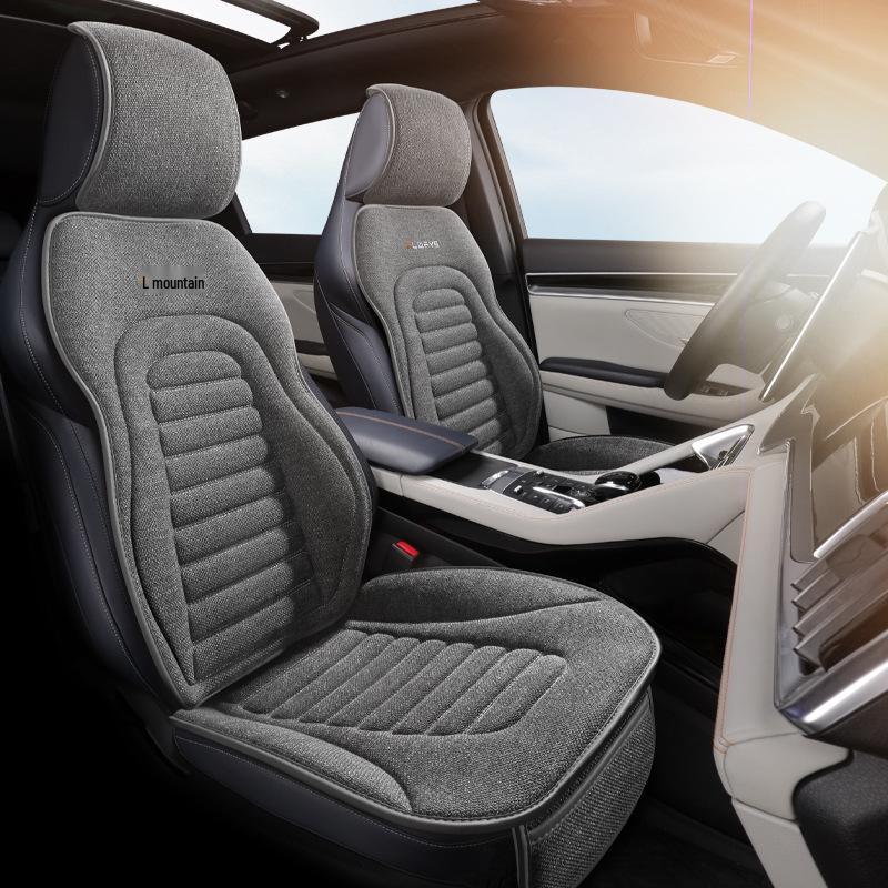 Universelles Vier-Jahreszeiten Leinen Autositzkissen - Atmungsaktiv, Halbumschließende Satteldecke für den Sommer