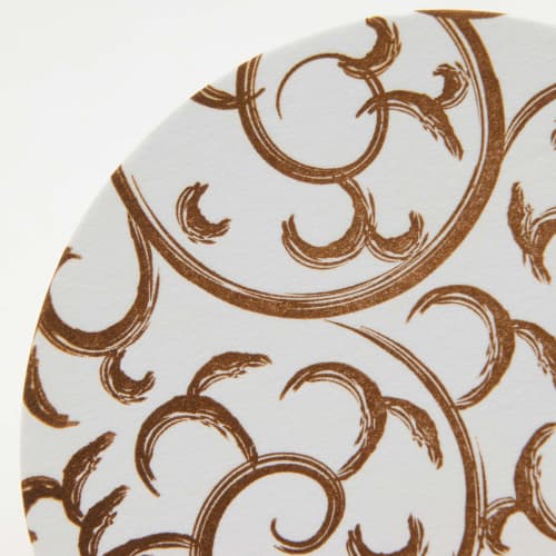 Endo Shoji TKG Paper Coasters, Brown, Arabesque Pattern (Pack of 100), Round, 90mm Diameter, 1mm Thick, a Must-Have for Evening Drinks, Commercial Use