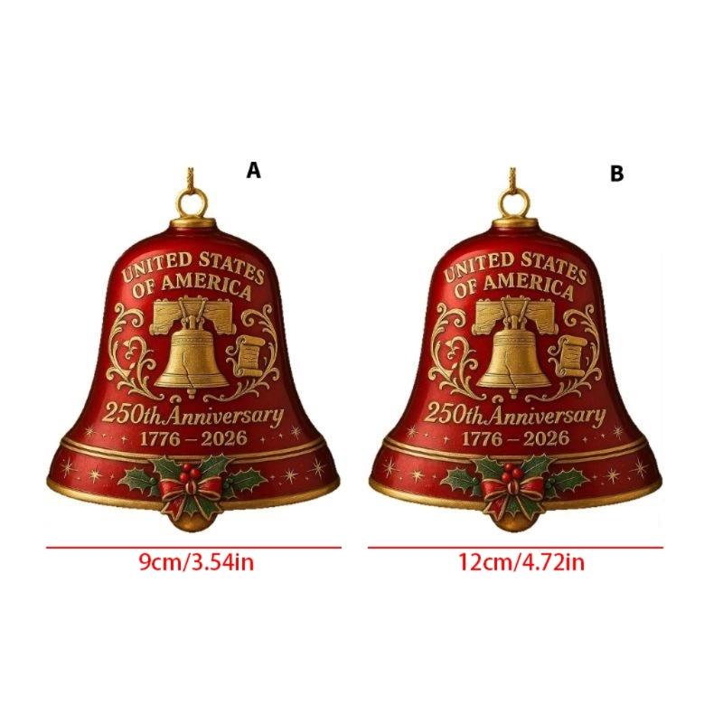 1776-2026 United State 250th Anniversary Bells Ornament Christmas Bells with Commemorative Detailing Gradens Home Decors