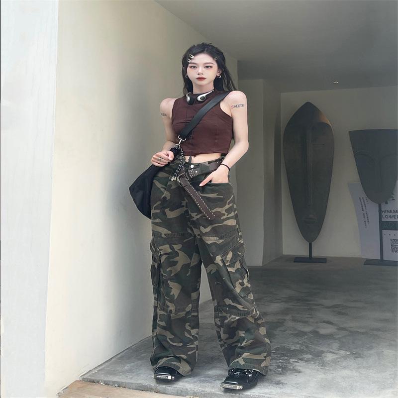Unisex High-Waist Loose Fit Camouflage Hip-Hop Overalls