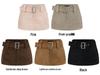 2025 Autumn Winter Suede Mini Skirt with Belt: Anti-Exposure, Slimming, Hip-Hugging Design