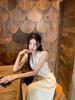 Gentle Wind Sweet Bow Sleeveless Dress Women's Spring New Waist Thin Temperament Fairy Long Dress
