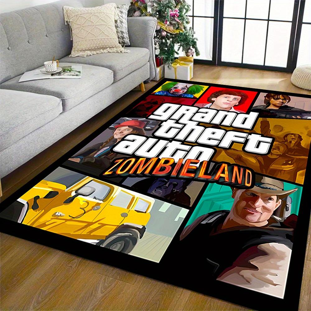 Grand Theft Auto Zombieland Premium Crystal Velvet Area Classic Design Nonslip Durable Polyester Area Rug For Bedroom Playroom Living Room Or Office