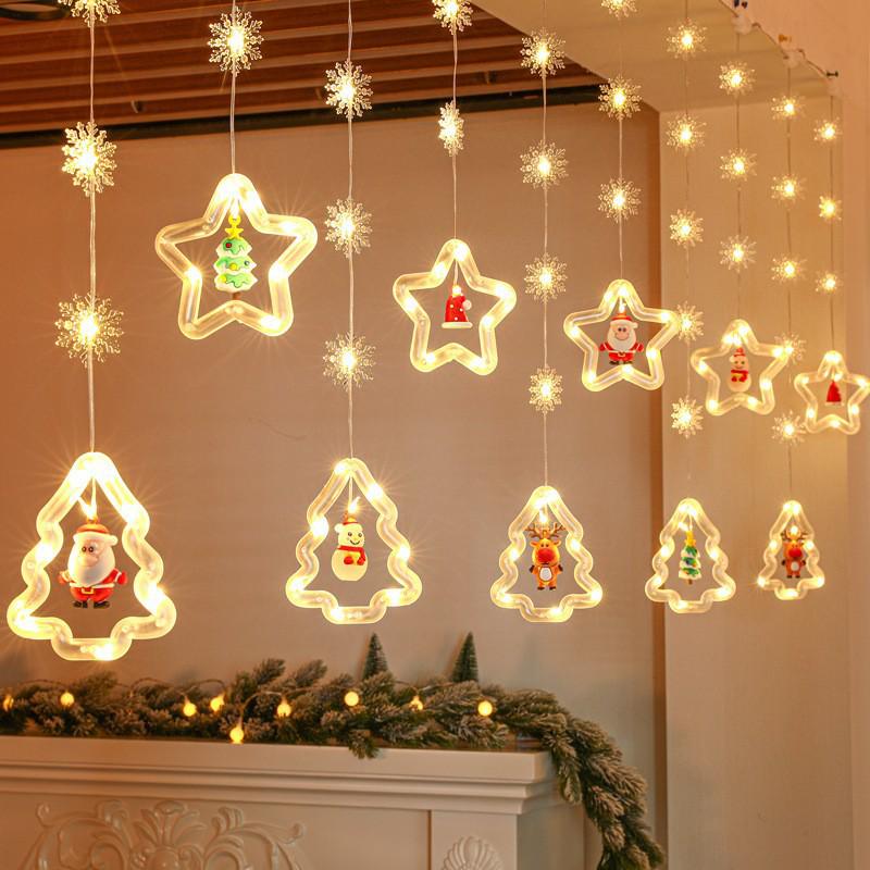 LED Christmas Star Curtain Lights - Festive Atmosphere with Wishing Ball & Flashing Colors