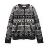 GREEN BELT Women's Retro Fair Isle Pure Wool Cardigan