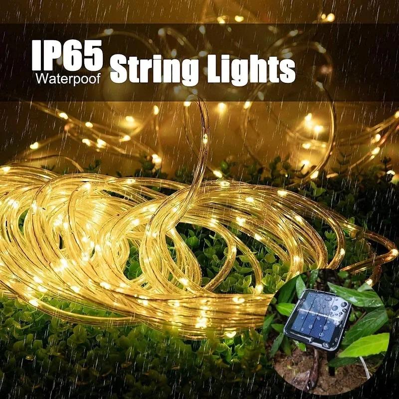 Solar Rope Light LED Outdoor Waterproof Copper Fairy String Tube Lights for Party Garden Yard Home Wedding Holiday Decoration