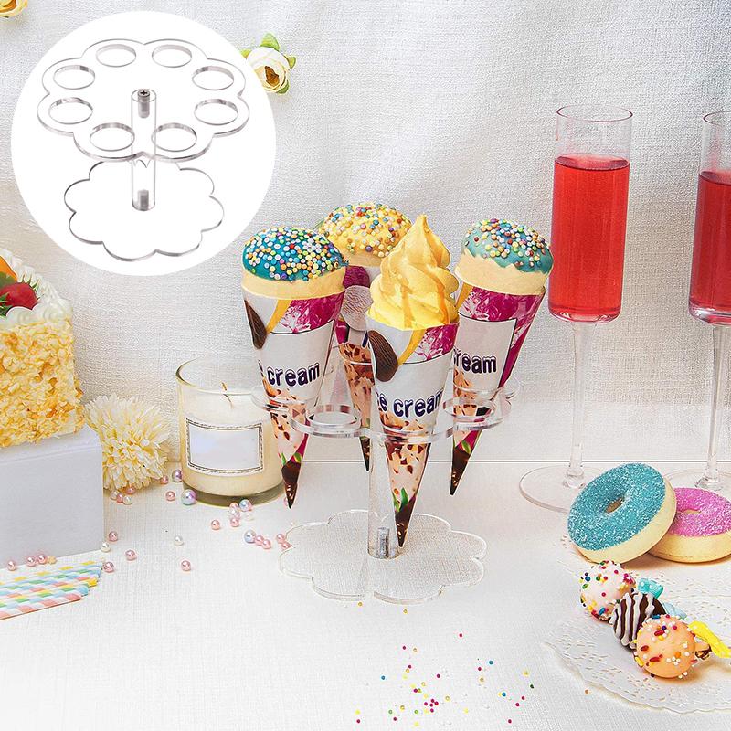 1PC Acrylic Holder Ice Cream Rack DIY Ice Cream Stand Organized Egg Cone Desktop Sundries Accessories