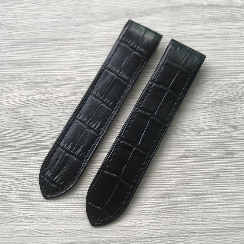 20mm 23mm preto marrom azul branco vermelho branco rosa couro genuíno wacth cinta masculino feminino para cartier santos100 pulseira pulseira