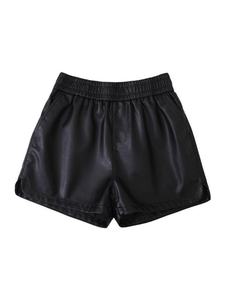 Women's PU Leather Wide-Leg Shorts - High Waist, Plus Size, Slimming, Autumn/Winter 2025 Collection