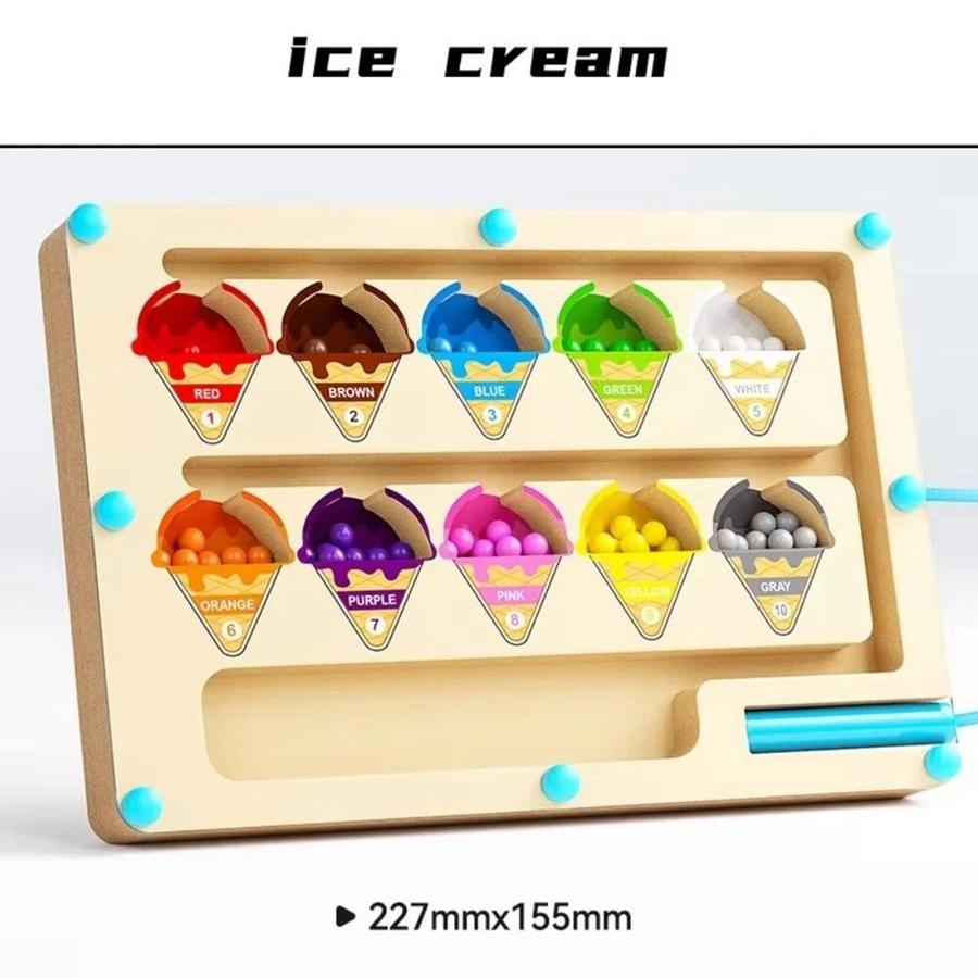 Wooden Montessori Color Sorting Toy – Magnetic Bead Maze Learning Board For Early Education