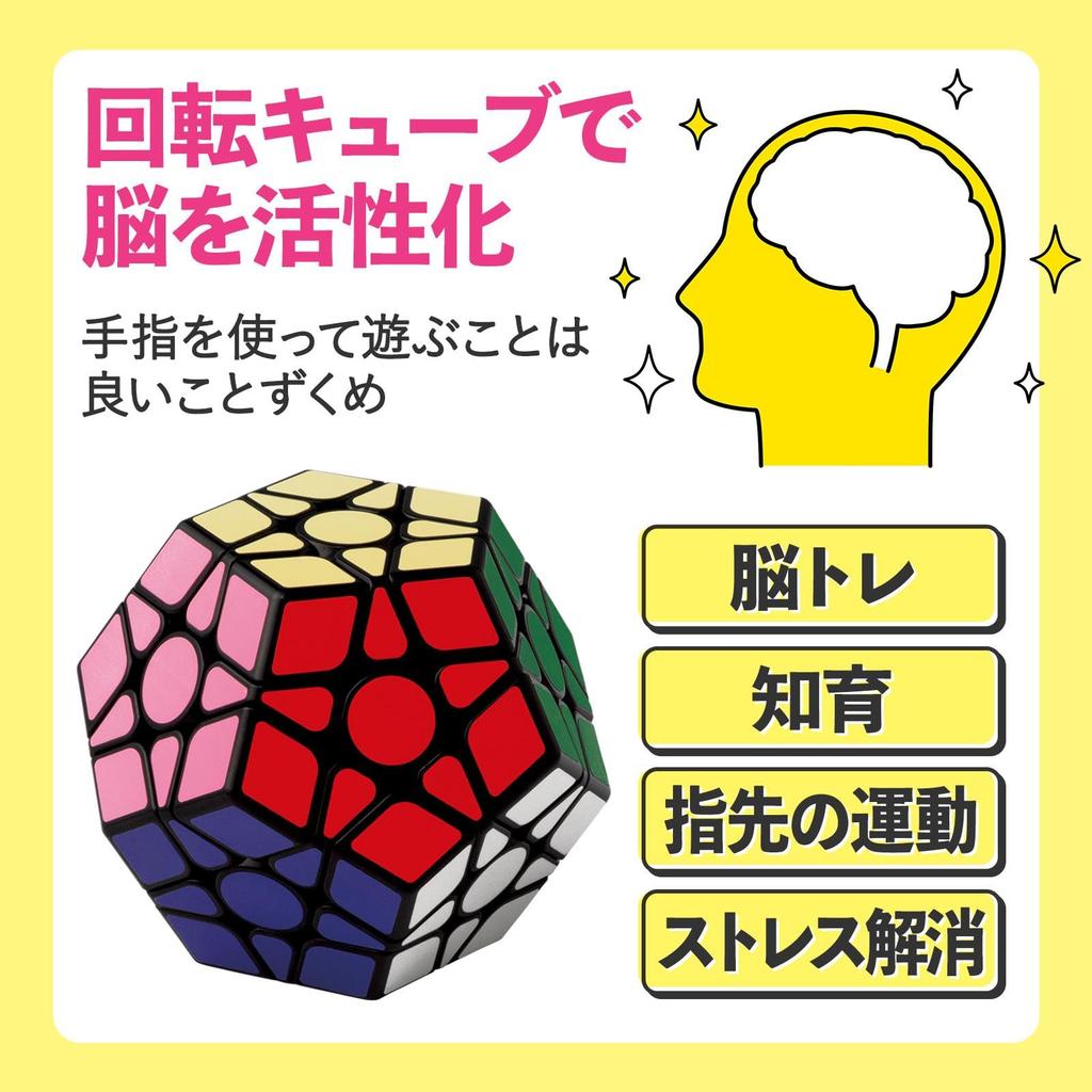 Comolife Rotating Cube, 12-sided Puzzle, 3D Educational Toy, Brain Training, Stress Relief, Portable, for Children and the Elderly