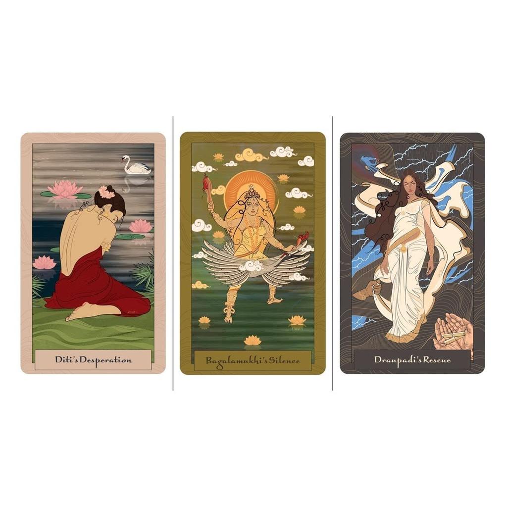 Kancharo 50-Card Oracle Tarot Card Set [Wisdom from the Epics of Hind] Includes Japanese Oracle Card Basic Instructions & Pouch (Authentic)