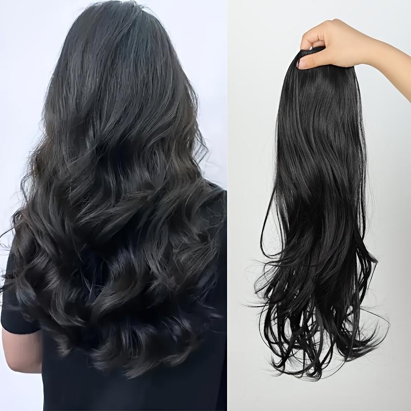 Synthetic Long Culry Hair Extension V-shaped One Piece Fluffy Invisible Hair Black Brown Hairpiece for Women