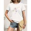 Tailles européennes T-shirt décontracté d'été pour femme, col rond, manches courtes, haut respirant avec imprimé coloré de pissenlit et de papillon