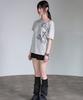 PRENDA Ribbon Tie Eyelet Striped Tee Ivory