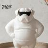 Künstlerische Welpen-Skulptur 3D-gedruckte Sonnenbrille Hundefigur Ornament, Coole Schreibtischstatue, Mattweiße Kunstfiguren Cartoon-Bulldogge für Zuhause Büro Auto
