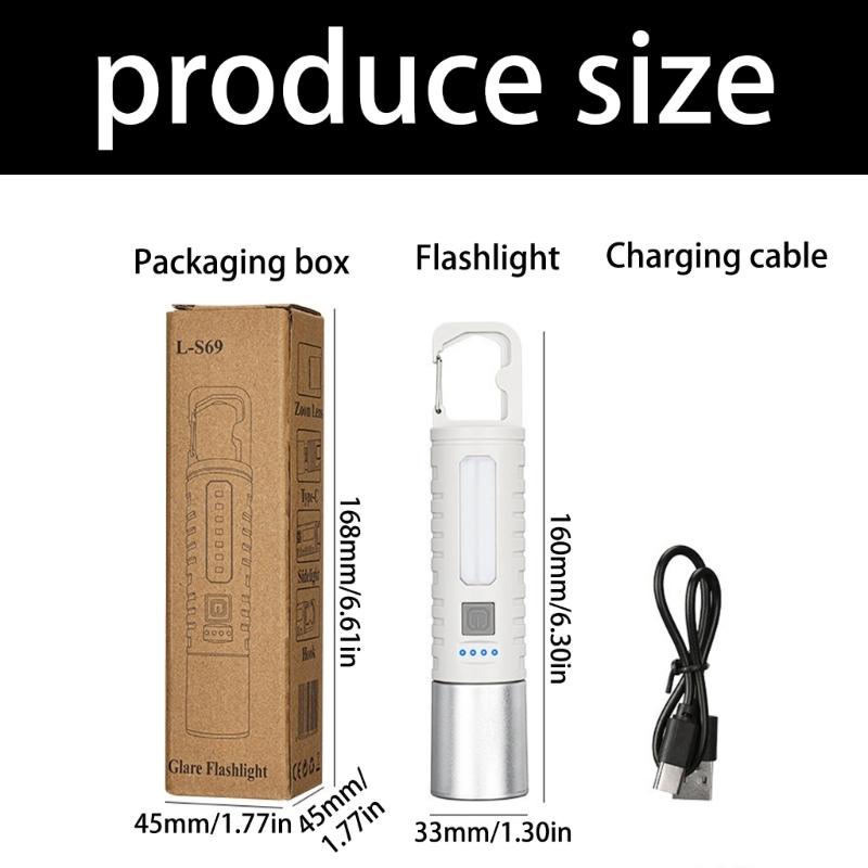 Multipurpose Waterproofs Flashlights Adjustable Brightness Level Rechargeable Resizable LED Light for Hiking Outdoor Use