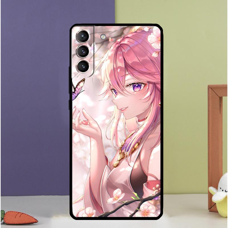 Genshin Impact Yae Miko Phone Case For Samsung Galaxy S23 S21 FE S22 Ultra Note 20 10 S8 S9 S10 Plus S10e S20 FE Cover