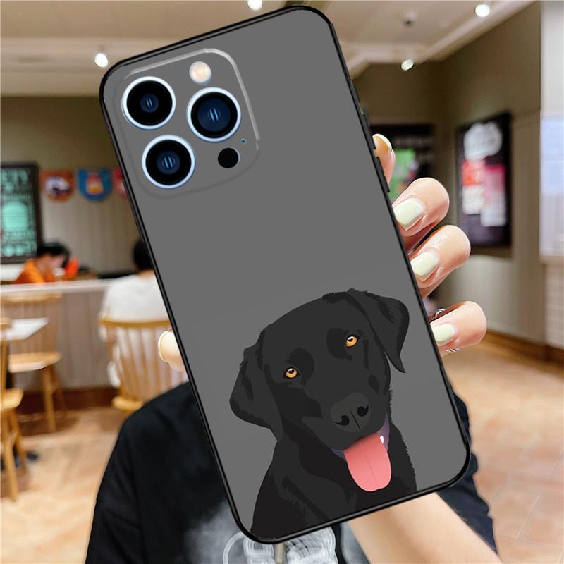Black Labrador Dog Case For iPhone 17 16 15 14 13 12 11 Pro Max Mini Plus 16e 17 Air Bumper Cover Accessories