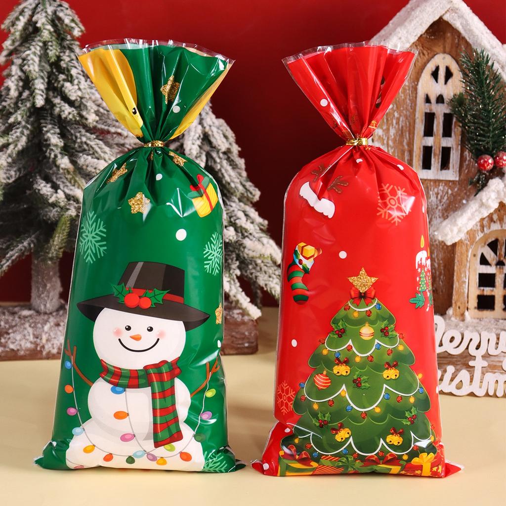 25/50/100pcs Christmas Gift Bags Christmas Decorations for Home 2026 Xmas Gifts New Year 2026 Santa Claus Snowman Packaging Bags