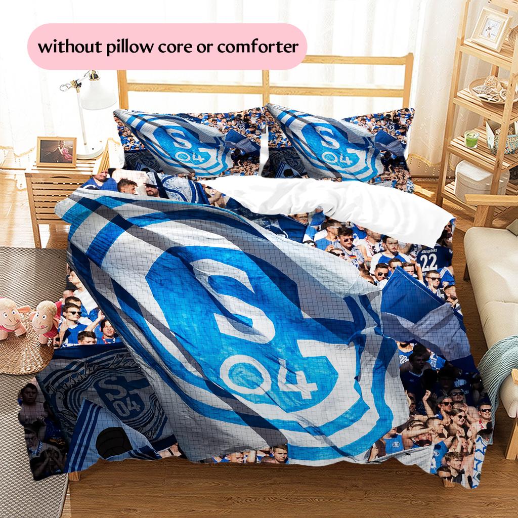 Biancheria da letto con motivo Schalke 04 Football Club Decorazione per la casa Regalo di compleanno (1 * copripiumino + 2 * federa, senza nucleo)