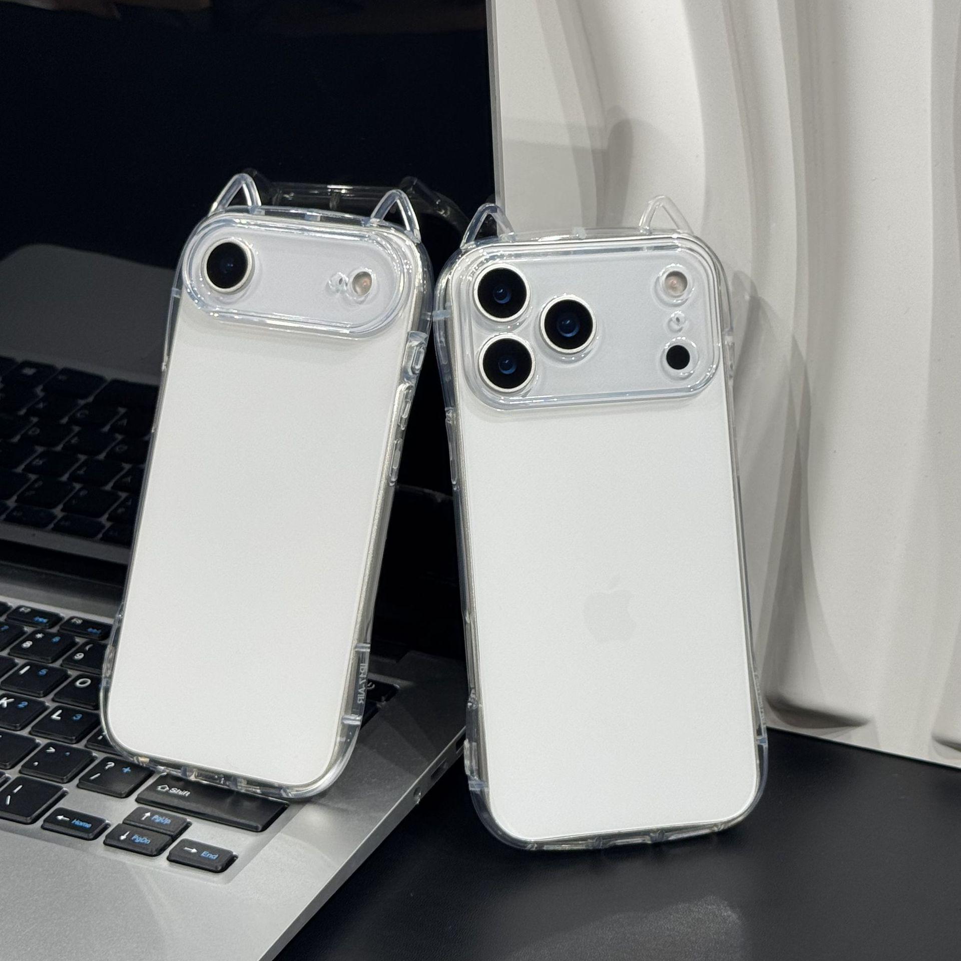 

Clear Cat Ear Phone Case for Apple 17AIR/17PROMAX/16/13/11, Soft Cover with Full Protection 16