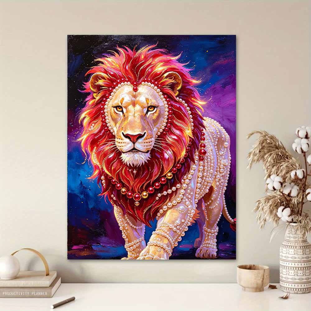Majestic Lion Pearl Kit 5D DIY Rhinestone Art Craft for Home Desktop Decoration Relaxing Handmade Gift