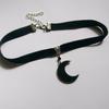 Temperament Gothic Black Crescent Moon Pendant Velvet Collar Necklace for Women Halloween Party Witchcraft Jewelry Accessories