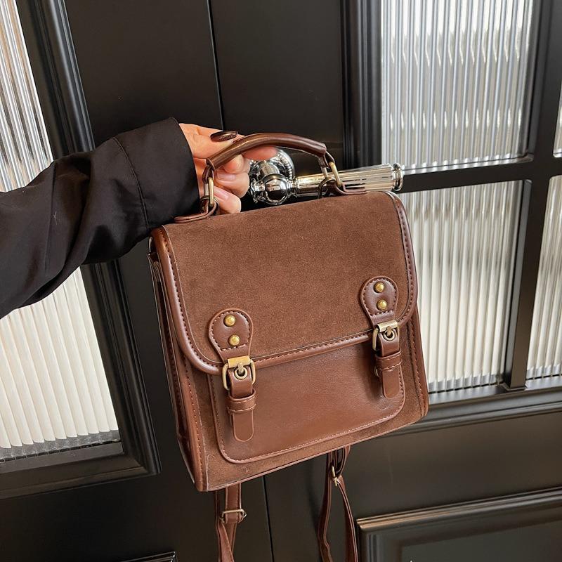 Niche Design Matte Double Shoulder Small Backpack Women's New High-end Multi-functional Single Shoulder Messenger Bag