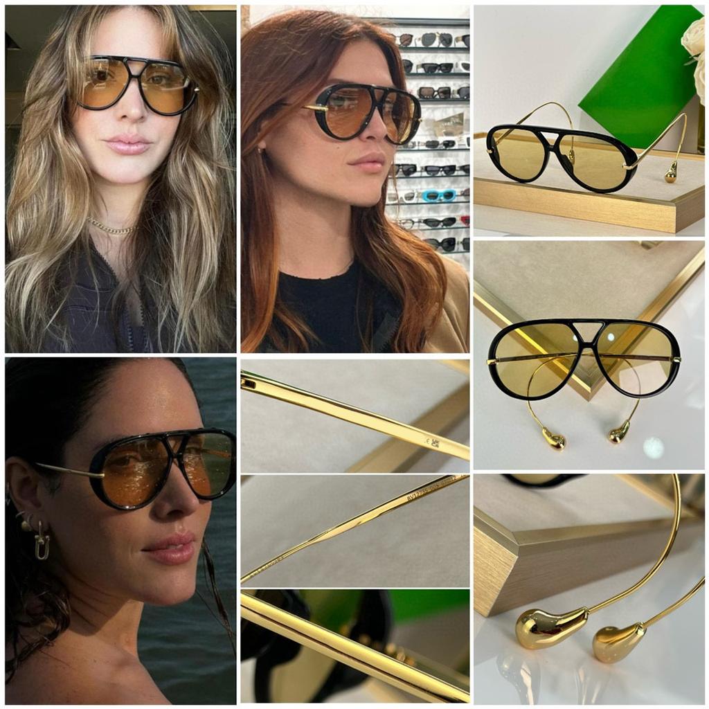 Luxury Brand Designer Oversized Pilot Sunglasses Women Men Fashion Metal Bead Temple Sun Glasses For Female Eyewear Uv400 Shades